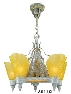 Art Deco "Top-of-the-Line" Slip Shade Chandelier (ANT-442)