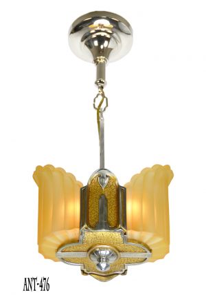Art Deco Antique Slip Shade Two Light Ceiling Pendant by Mid West Mnf (ANT-476)