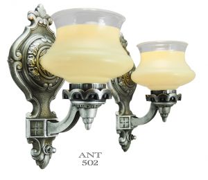 Edwardian Style Antique Wall Sconces - Pair of Light Fixtures Circa 1930s (ANT-502)