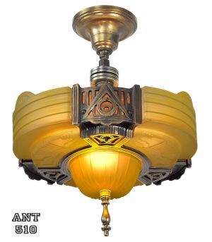 Art Deco Streamline Slip Shade Semi Flush Mount Close Ceiling Light by Globe Lighting (ANT-510)