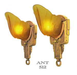Art Deco Pair of Antique Slip Shade Wall Sconces by Markel Circa 1930s (ANT-512)
