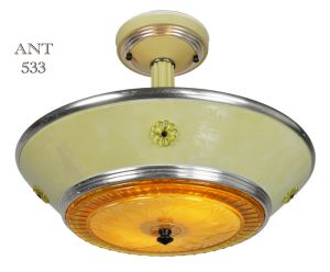 Art Deco Streamline Style Semi Flush Mount Ceiling Bowl Light Fixture (ANT-533)