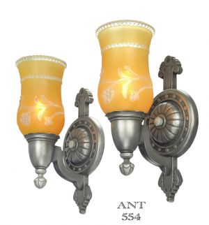 Edwardian Style Wall Sconces Circa 1920s to 1930s Pair Antique Lights (ANT-554)