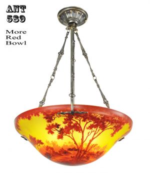 Ceiling Bowl Chandeliers Handmade Scenic Landscape Cameo Glass Lights (ANT-589)