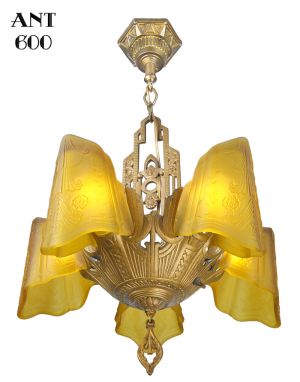 Art Deco Chandelier Antique Slip Shade Dynalite Ceiling Light Fixture (ANT-600)