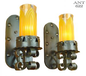Gothic Torch Style Antique Wall Sconces 1920s - 1930s Medieval Look (ANT-622)
