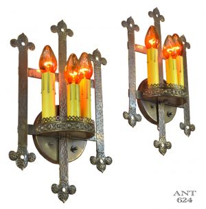 Gothic or Arts and Crafts Style Bare Bulb Candle Wall Sconces Lights (ANT-624)