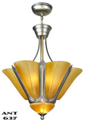 Art Deco Chandelier French 8 Socket Slip Shade Ceiling Light Fixture (ANT-637)
