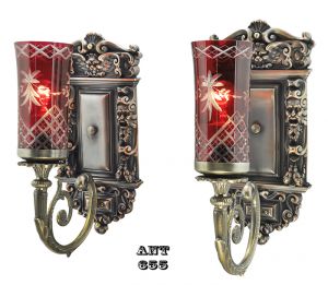 Edwardian Antique Wall Sconces Pair Victorian Style Lights Fixtures (ANT-655)