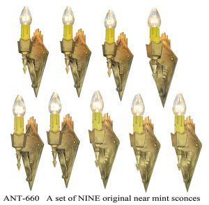 Art Deco Wall Sconces Set of 9 Bare Bulb Candle Style Lights Fixtures (ANT-660)