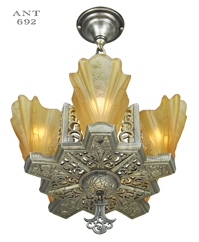 Vintage Hardware & Lighting - Art Deco Chandelier Antique 5 Light Sold. Call to request similar. - Vintage Hardware & Lighting - Art Deco Chandelier Antique 5 Light