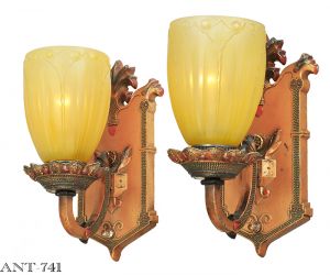 Edwardian Style Pair of Antique Wall Sconces Circa 1910 - 1920 Lights (ANT-741)
