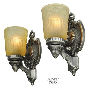 Antique Art Deco Wall Sconces Pair Circa 1920s - 1930s Light Fixtures (ANT-760)