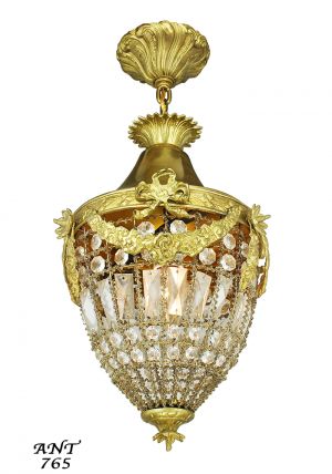 French Entry Crystal Pendant Vintage Basket Style Hall Light Fixture (ANT-765)