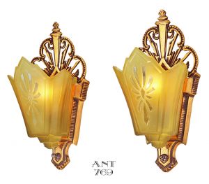 Art Deco Antique Wall Sconces Slip Shade Red Bronze Lights Fixtures (ANT-769)