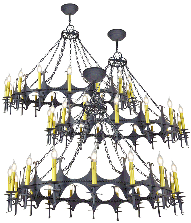 Vintage Hardware & Lighting Large 48 Inch Wide Chandelier Gothic 18