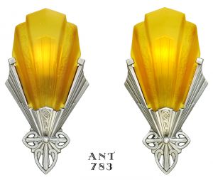 Art Deco Antique Slip Shade Sconces Pair 1930s Wall Lights by Virden (ANT-783)