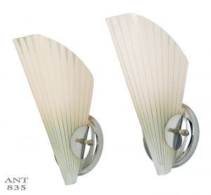 Mid-Century Modernist Pair of Sconces Vintage Slip Shade Wall Lights (ANT-835)