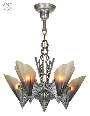 Art Deco Rewired Antique Chandelier Slip Shade Ceiling Light Mid West (ANT-837)