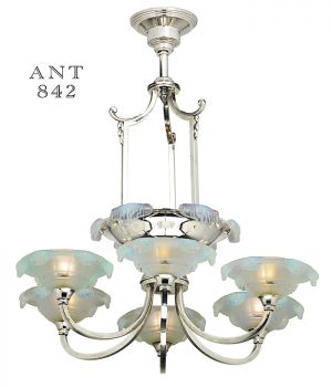 Antique French Art Deco Chandelier 6 Arm Frozen Icicle Ceiling Light (ANT-842)