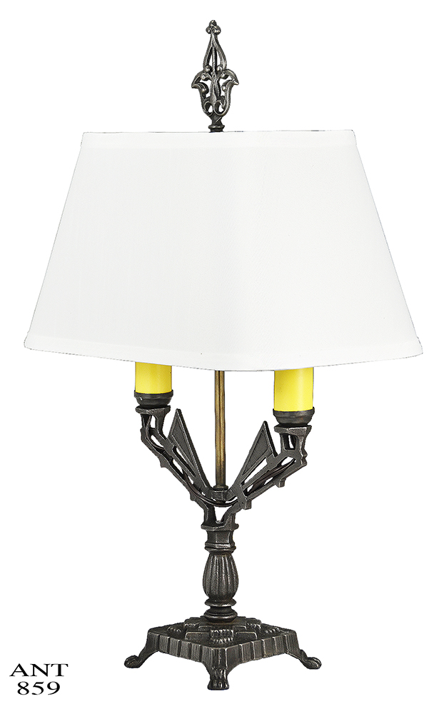 Vintage Hardware Lighting Antique Art Deco Table Lamp 1920s 2 Antique Art Deco Table Lamp 1920s 2 Light Winged Design Cast Iron Ant Description