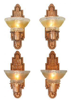 Set of Four Antique Red Bronze Finish Sconces Circa 1910s Wall Lights (ANT-885)