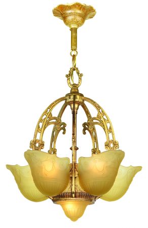 Art Deco "Top of the Line" Slip Shade Chandelier (ANT-904)