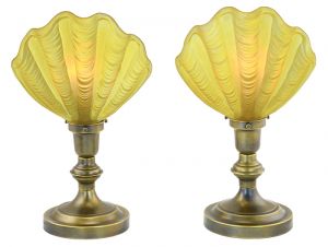 Pair of Art Deco Table Lamps Vintage Clamshell Odeon Theatre Lights (ANT-907)