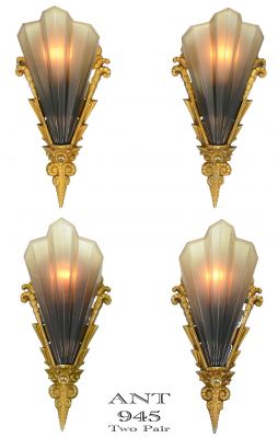 Two Pair Soluere Sconces by Mid West Mnf 1930 (ANT-945)