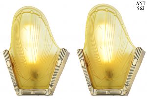 Nice Pair of French Circa 1935 Art Deco Slip Shade Sconces (ANT-962)