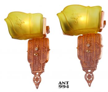 Pair of Art Deco Wide-Slip-Shade Sconces by Markel (ANT-994)