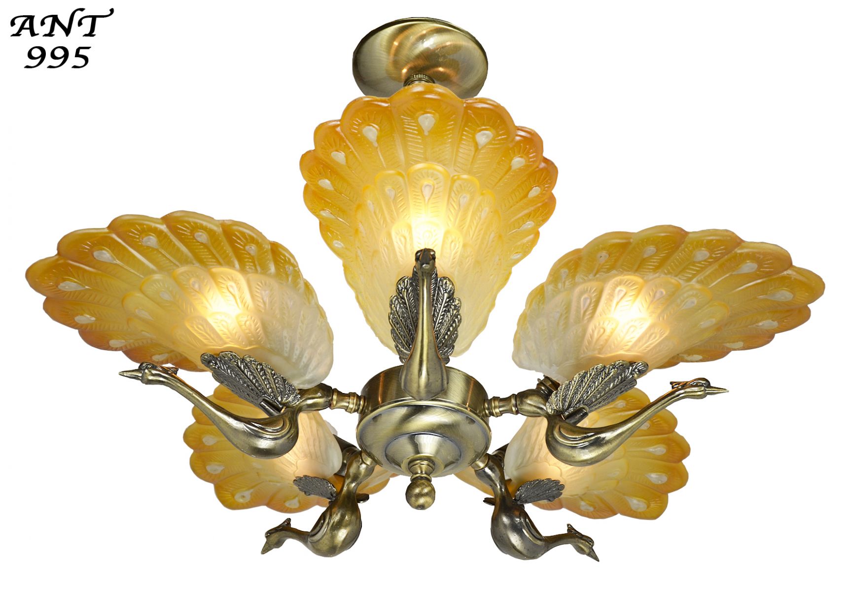 Vintage Hardware & Lighting - Striking Peacock 5 Arm Chandelier (ANT-995)