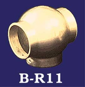Brass Ball "Tee" for a T-Connection with 2" OD Bar Rail (B-R11)