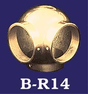 Brass Bar Rail Ball Side Outlet-3 Rails At 90' (B-R14)