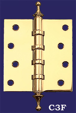 3 1/2" x 3" Hinges with Crown Finials (H-3530-C3F)