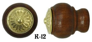Wooden Knob With Eastlake Design Brass Top (K-12)