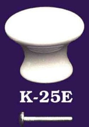White Porcelain Knob 1 3/4" Diameter (K-25E)