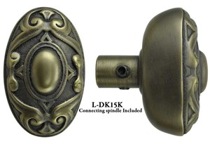 Victorian Rococo Yale Pattern Oval Doorknob Set (L-15K)