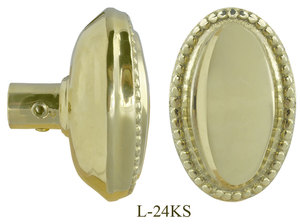 Victorian Oval Beaded Doorknob Single Knob (L-24KS)