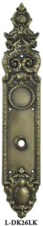 Victorian Style Brass Heraldic Low Knob Only Door Plate (L-26LK)