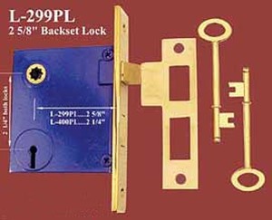 Recreated Skeleton Key Mortise Lock 2 5/8" Backset 2 1/4"cc (L-299PL)
