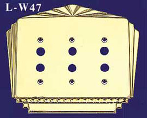 Art Deco Style Triple Gang Push Button Switch Plate Cover (L-W47)