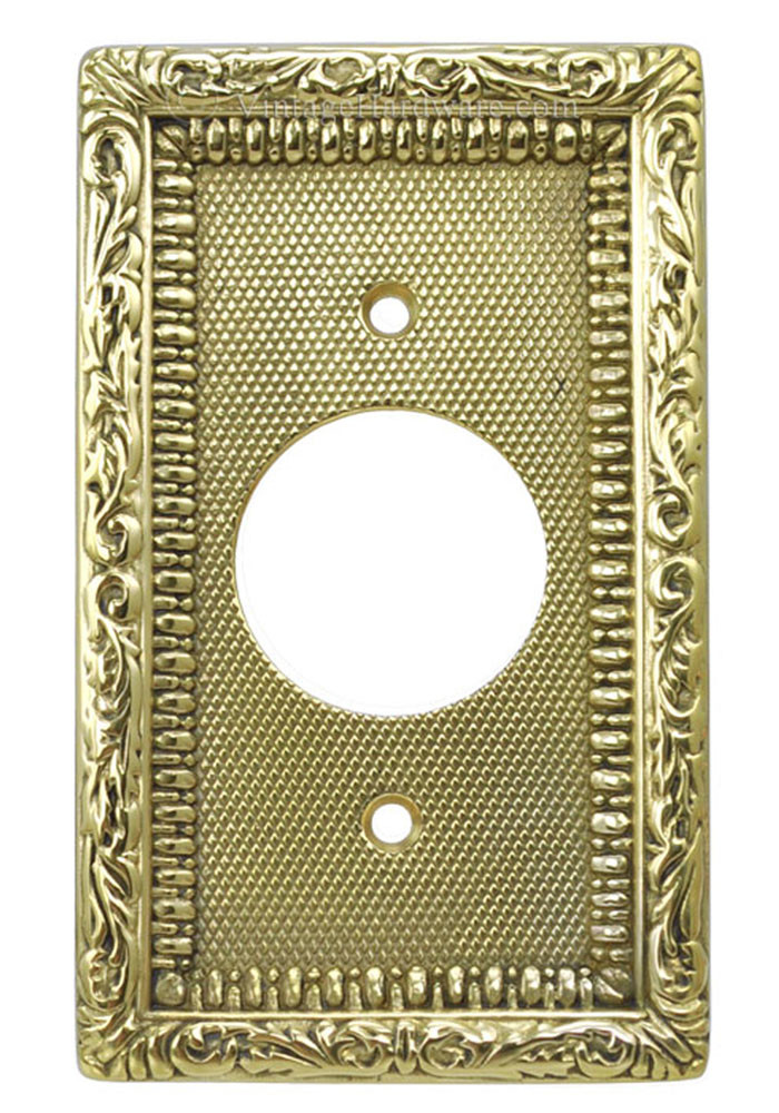 Vintage Hardware & Lighting Victorian Decorative Brass Round Plug Cover Plate (LW4)