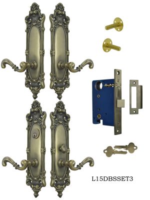 Victorian Double Door Entry Set Rococo Yale Pattern (L15DBS3)