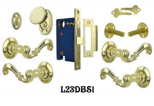 Contemporary Double Door Entry Set with Solid Brass Lever Handles (L23DBS1)