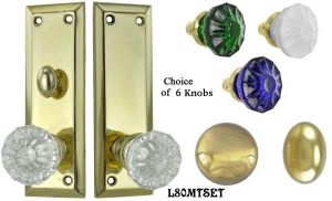 Contemporary Solid Brass Door Plate Set with Locking Turnlatch Mortise (L80MTSET)
