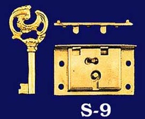 Small Half Mortise Lock & Key 2" by 1 1/4" (S-9)