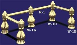 Brass Gallery Rail Large Center Joining Post (W-1A)