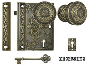 Decorative Surface Mounted Interior Locking Door Set (Z11026SET3)