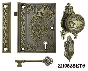 Decorative Surface Mounted Interior Locking Door Set with Aesthetic Knob(Z11052SET6)